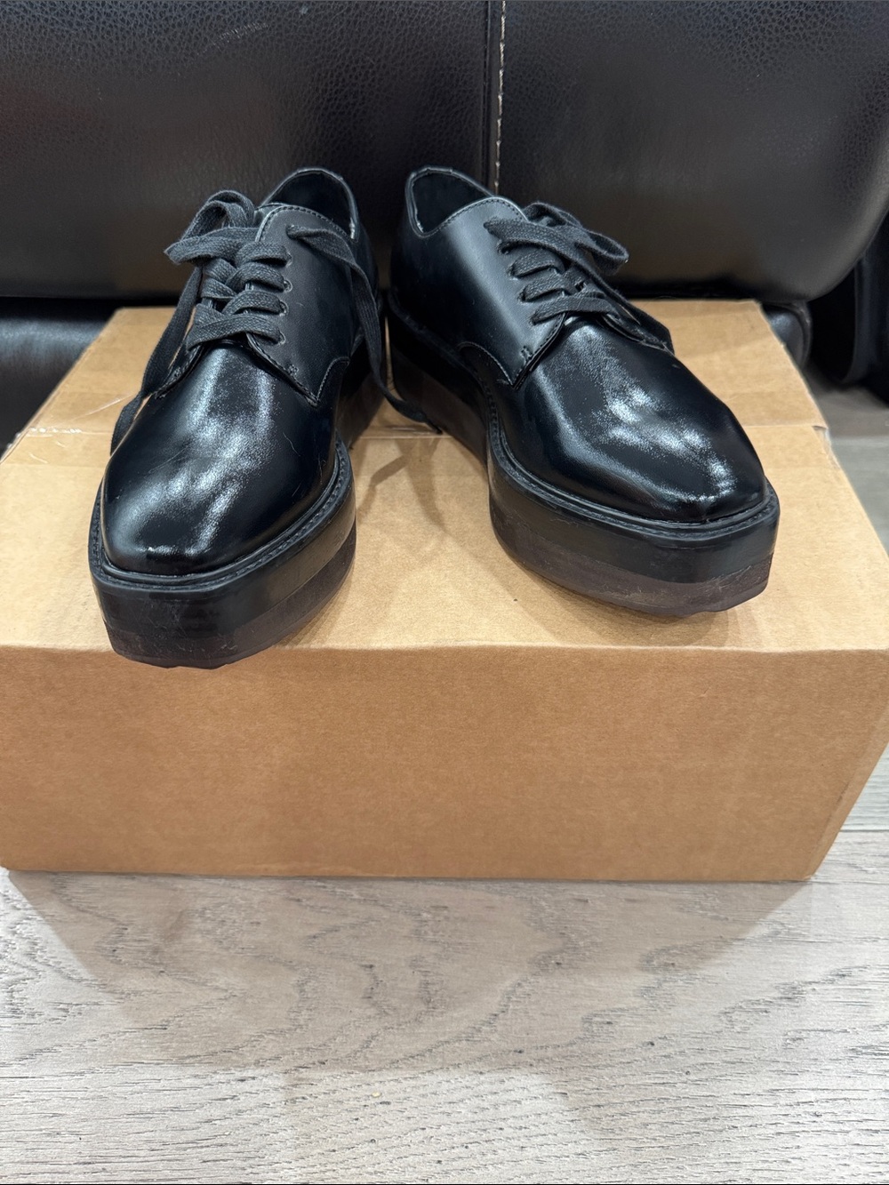 Mango Black Men's Lace-Up Platform Oxfords
